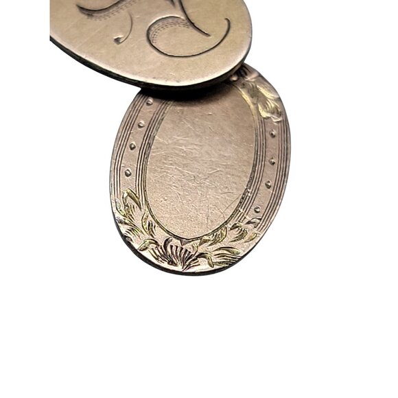 Antique FP Co Ford Perry Engine Turning Etched Gold Plated S Monogram Cufflinks - Picture 8 of 8